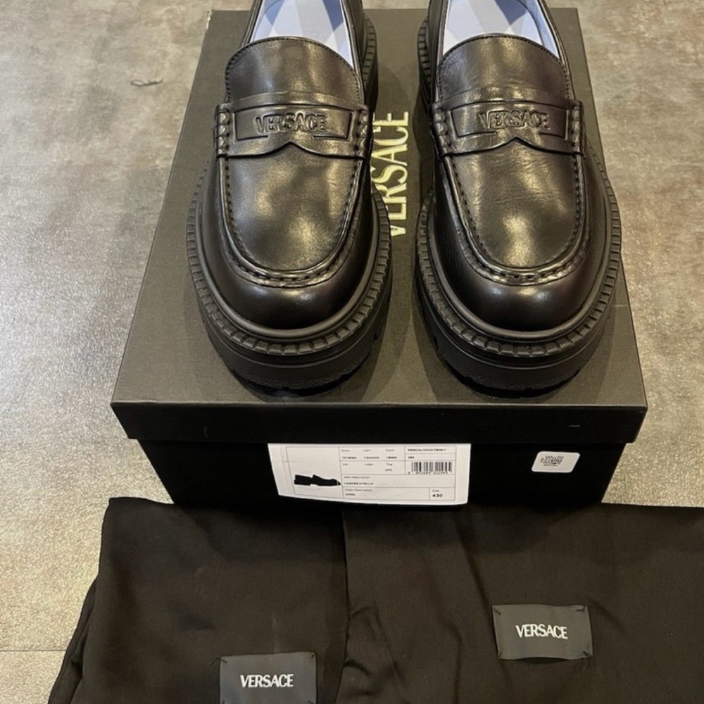 Authentic Versace Men's Elegant Black Slip-On Loafers